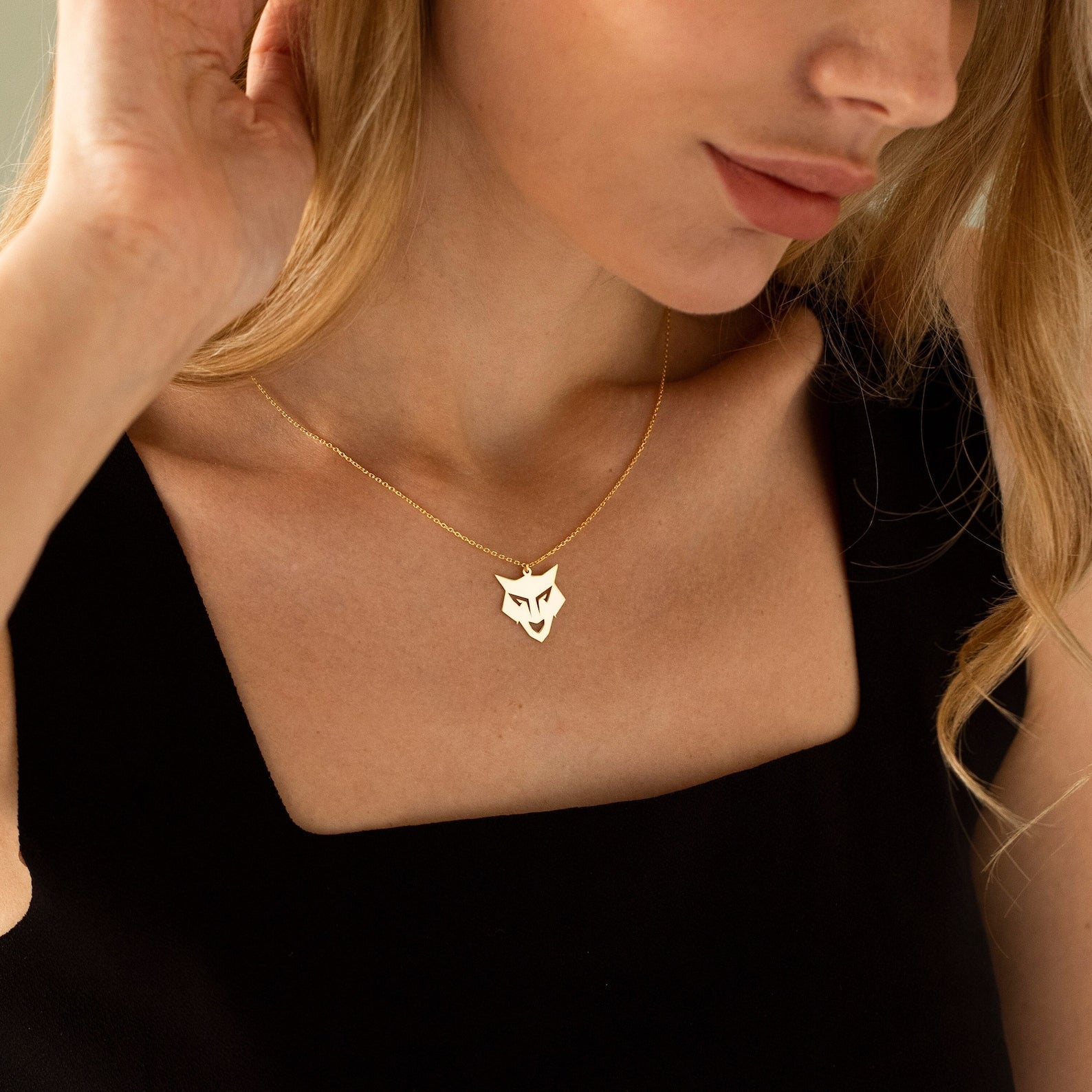14K Gold Wolf Necklace, Nature Necklace | 925 Silver Animal Necklace – Viking jewerly | Norse runes & Nordic jewelry