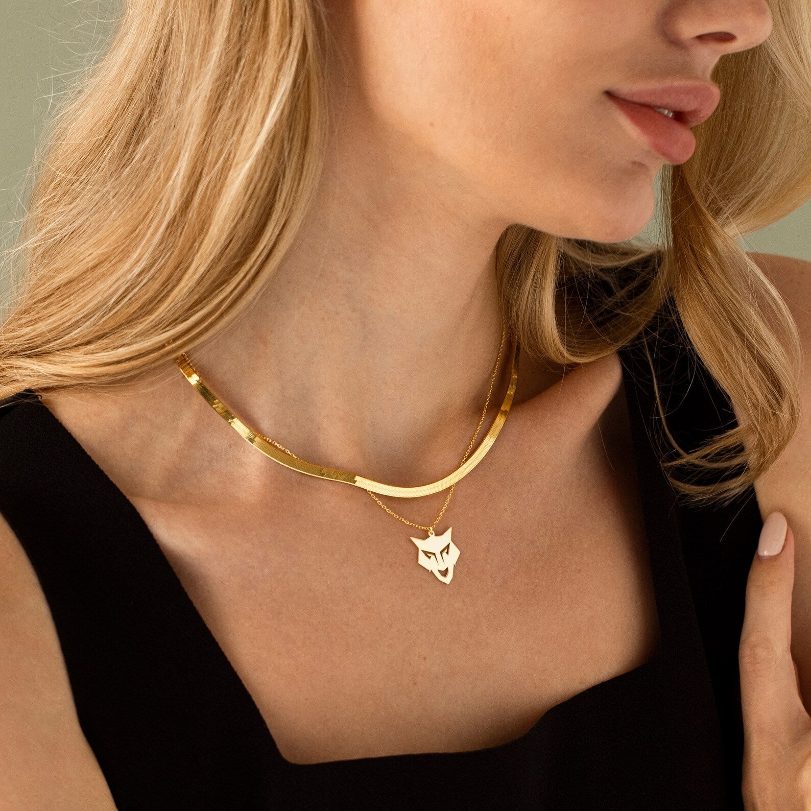 14K Gold Wolf Necklace, Nature Necklace | 925 Silver Animal Necklace – Viking jewerly | Norse runes & Nordic jewelry