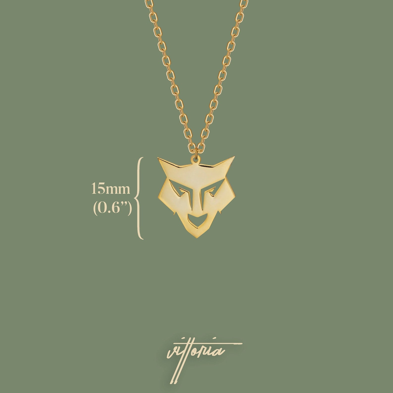 14K Gold Wolf Necklace, Nature Necklace | 925 Silver Animal Necklace – Viking jewerly | Norse runes & Nordic jewelry