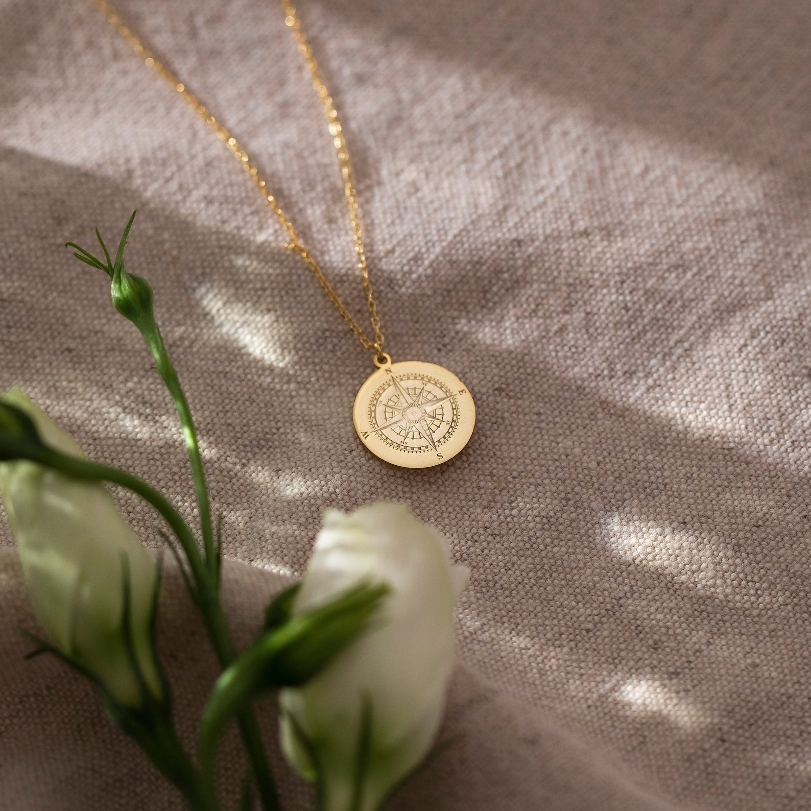 14K Solid Gold Compass Necklace, Journey Necklace – Viking jewerly | Norse runes & Nordic jewelry