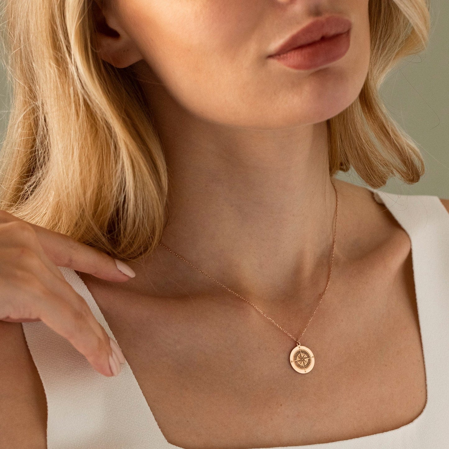 14K Solid Gold Compass Necklace, Journey Necklace – Viking jewerly | Norse runes & Nordic jewelry