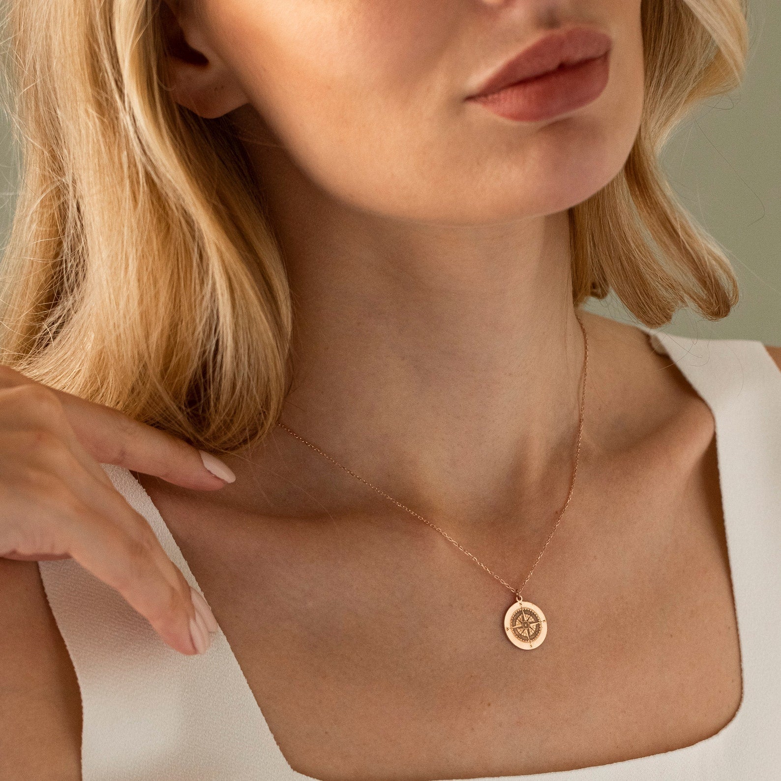 14K Solid Gold Compass Necklace, Journey Necklace – Viking jewerly | Norse runes & Nordic jewelry