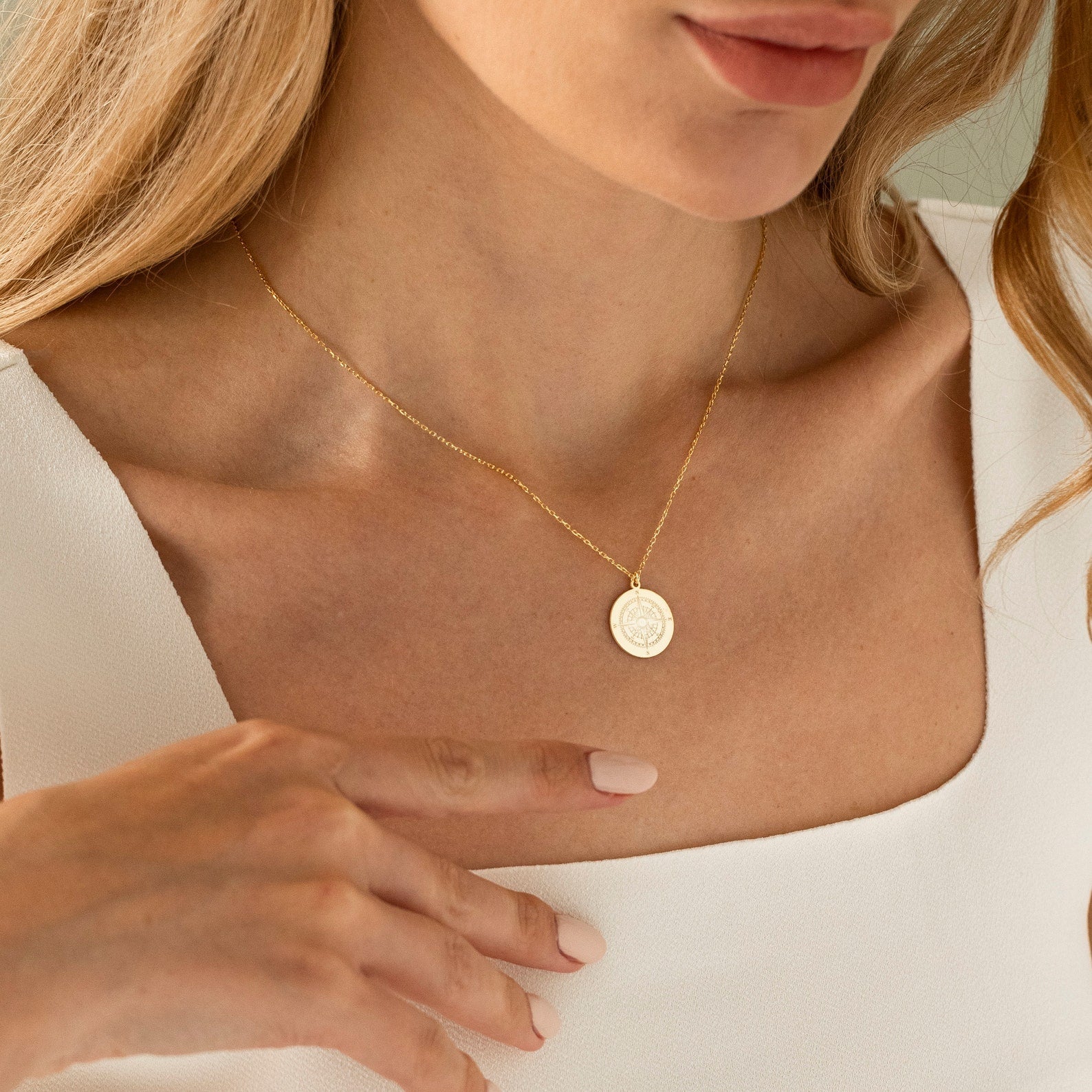 14K Solid Gold Compass Necklace, Journey Necklace – Viking jewerly | Norse runes & Nordic jewelry