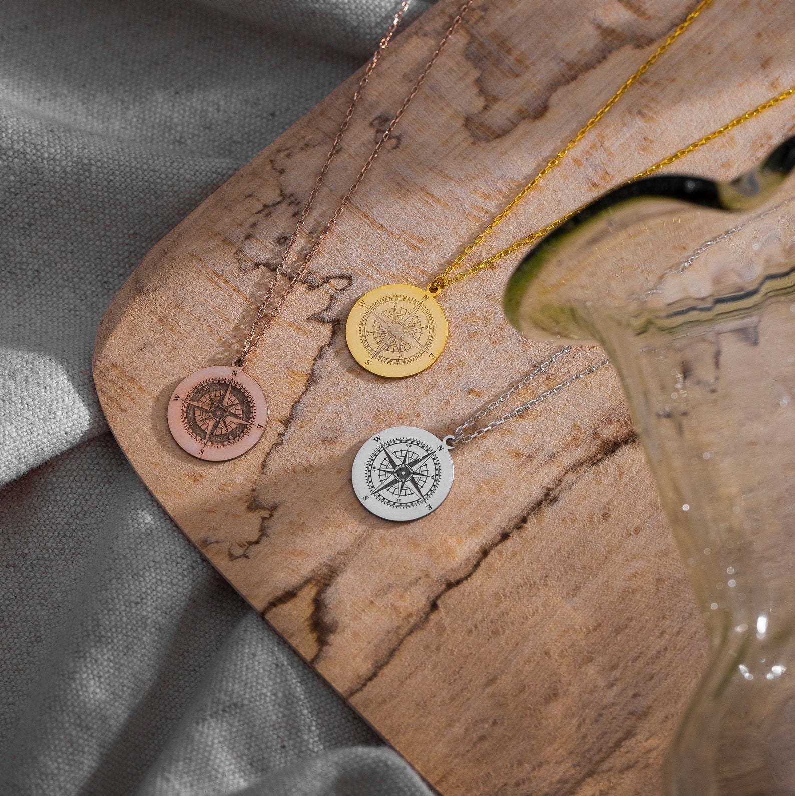 14K Solid Gold Compass Necklace, Journey Necklace – Viking jewerly | Norse runes & Nordic jewelry