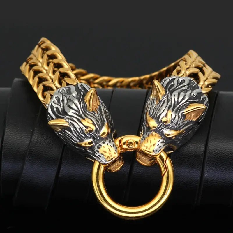 1pc Stainless Steel Men's Bracelet, Wolf Head Bracelet, Gift For Men Women – Viking jewerly | Norse runes & Nordic jewelry