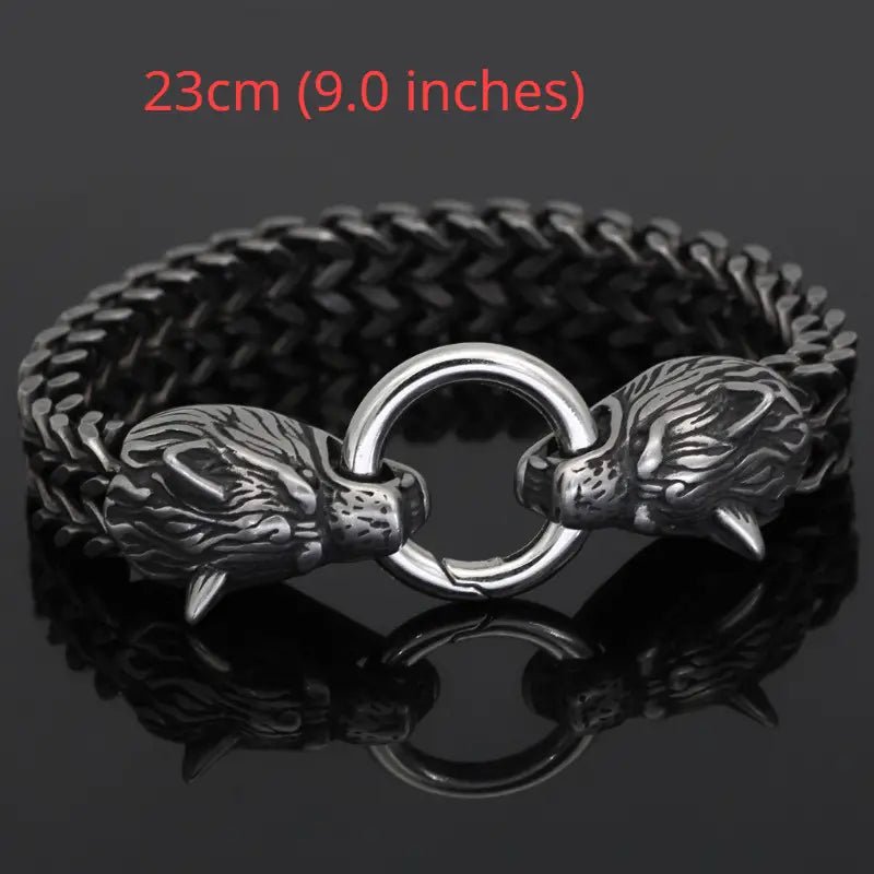 1pc Stainless Steel Men's Bracelet, Wolf Head Bracelet, Gift For Men Women – Viking jewerly | Norse runes & Nordic jewelry