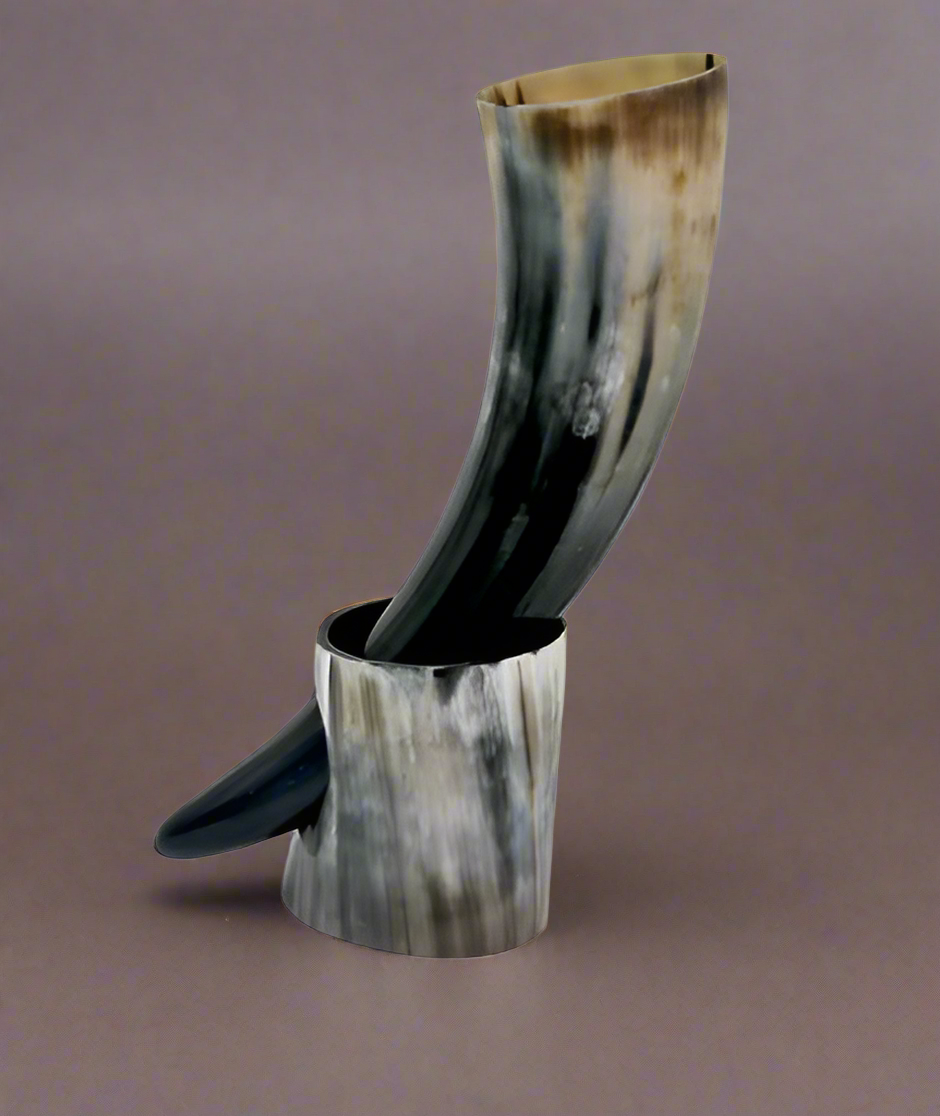 Viking Drinking Horn Mug with Stand β Ale, Beer & Mead Tankard