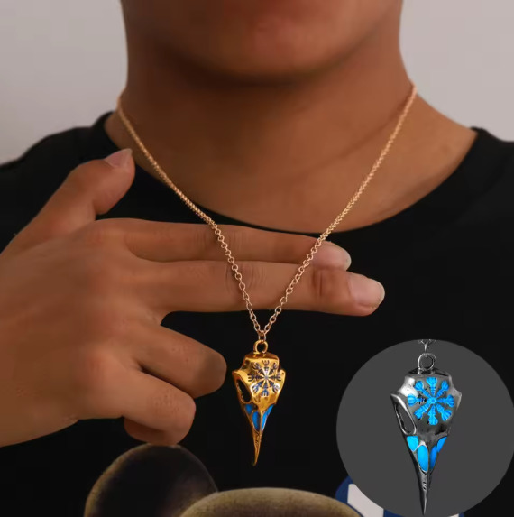 Luminous Viking Raven Skull Necklace β Norse Pendant