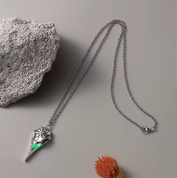 Luminous Viking Raven Skull Necklace β Norse Pendant