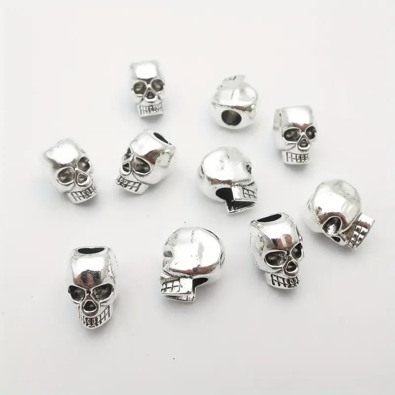 20pcs/pack Vintage Silvery Alloy Skull Head Big Hole Beard/Hair Dreadlock Male Loose Beads Vertical – Viking Accessories | Norse runes & Nordic jewelry