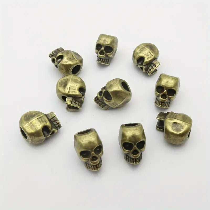 20pcs/pack Vintage Silvery Alloy Skull Head Big Hole Beard/Hair Dreadlock Male Loose Beads Vertical – Viking Accessories | Norse runes & Nordic jewelry
