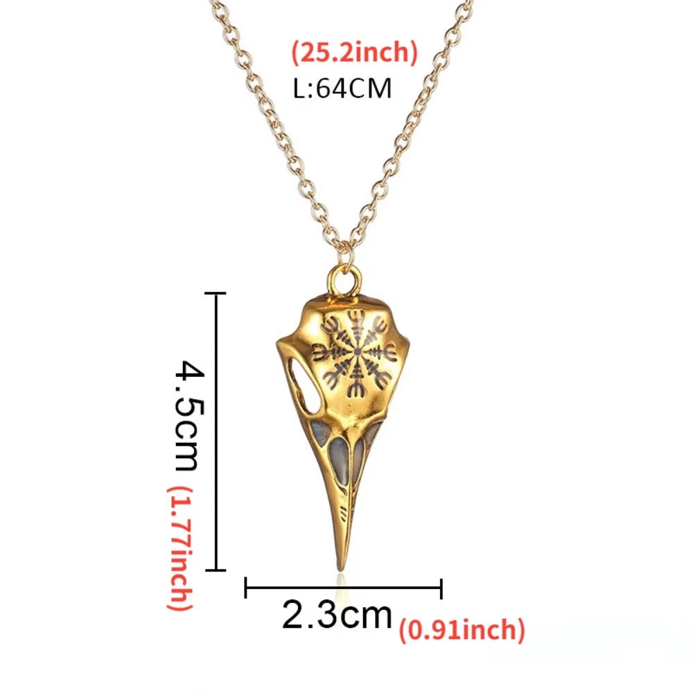Luminous Viking Raven Skull Necklace β Norse Pendant