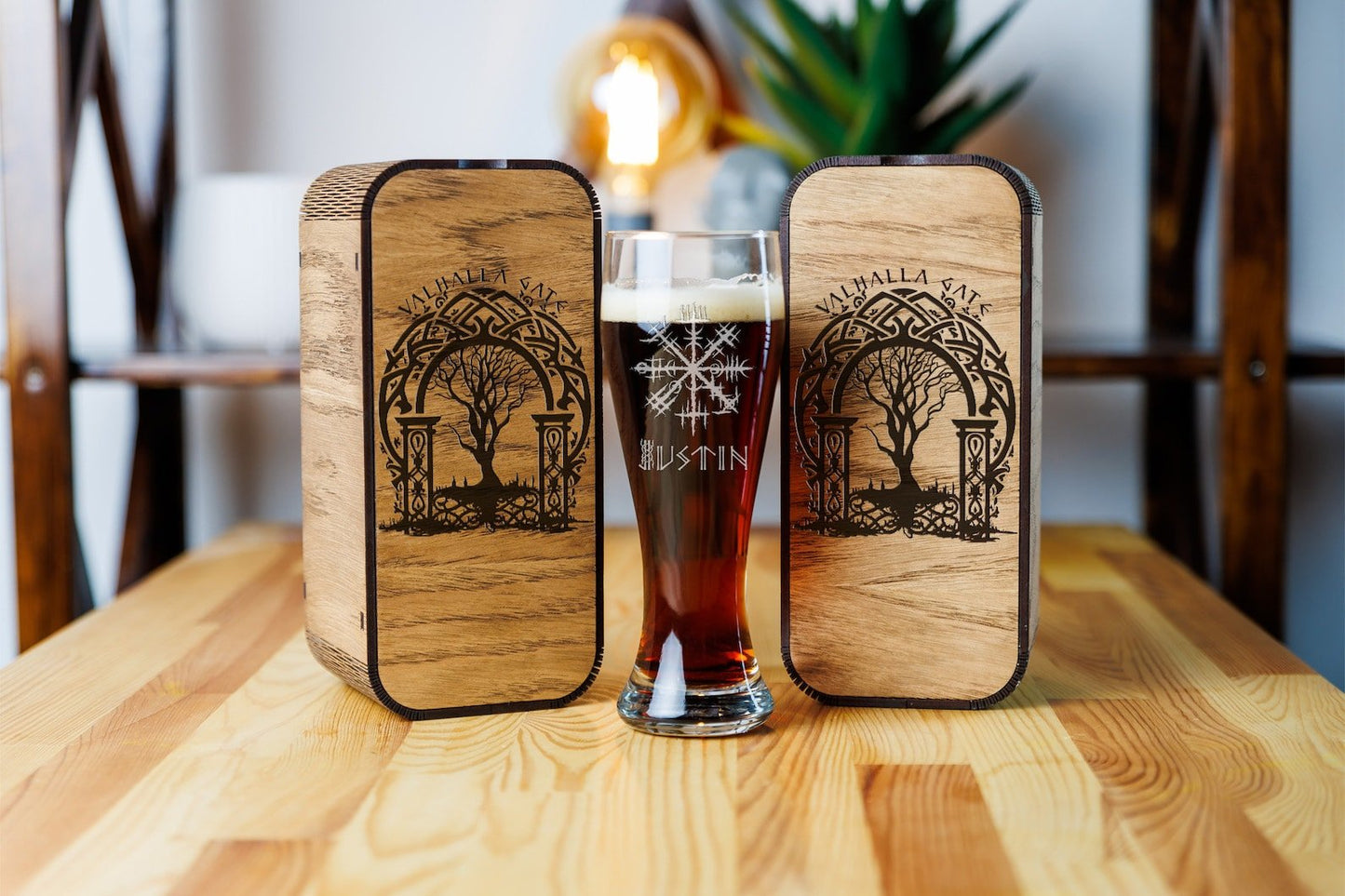 Beer glass set gifts Beer viking Valhalla gate viking beer – Viking Accessories | Norse runes & Nordic jewelry