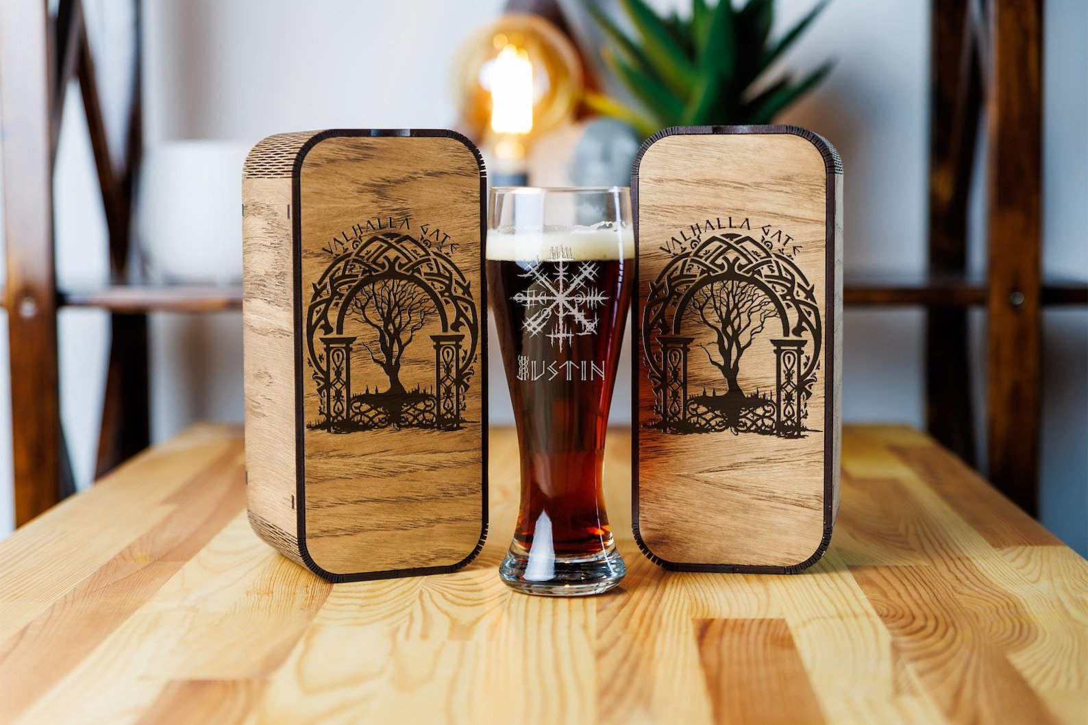 Beer glass set gifts Beer viking Valhalla gate viking beer – Viking Accessories | Norse runes & Nordic jewelry
