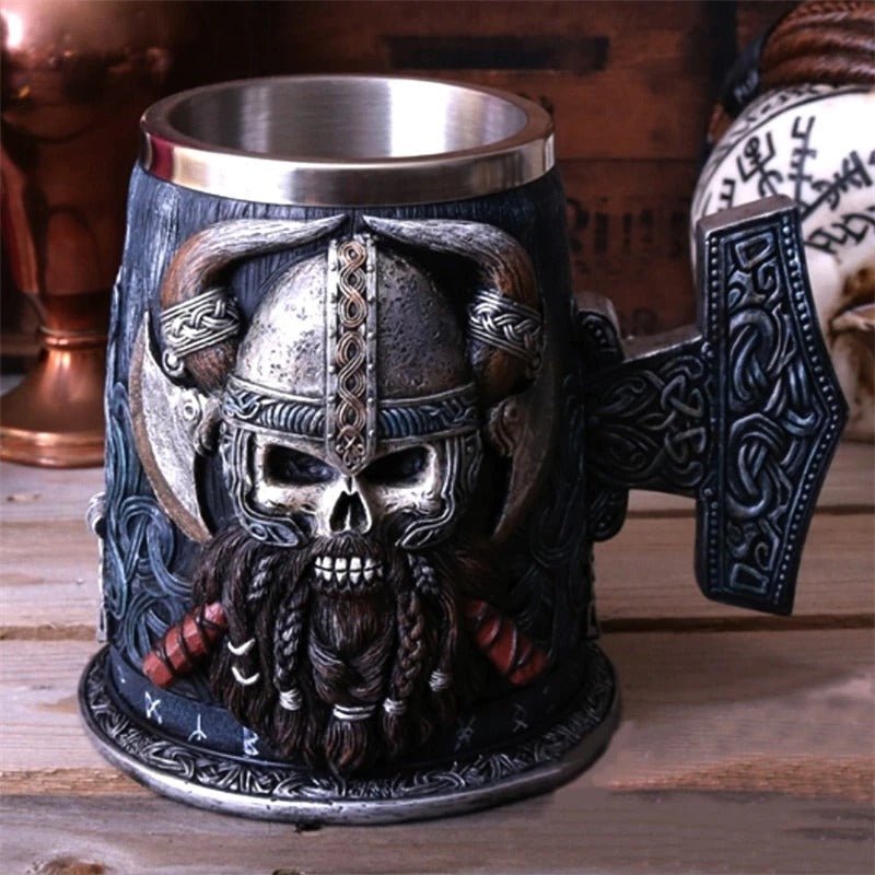 Berserker's Tankard — Viking Skull Beer Mug – Viking Drinkware | Norse runes & Nordic jewelry