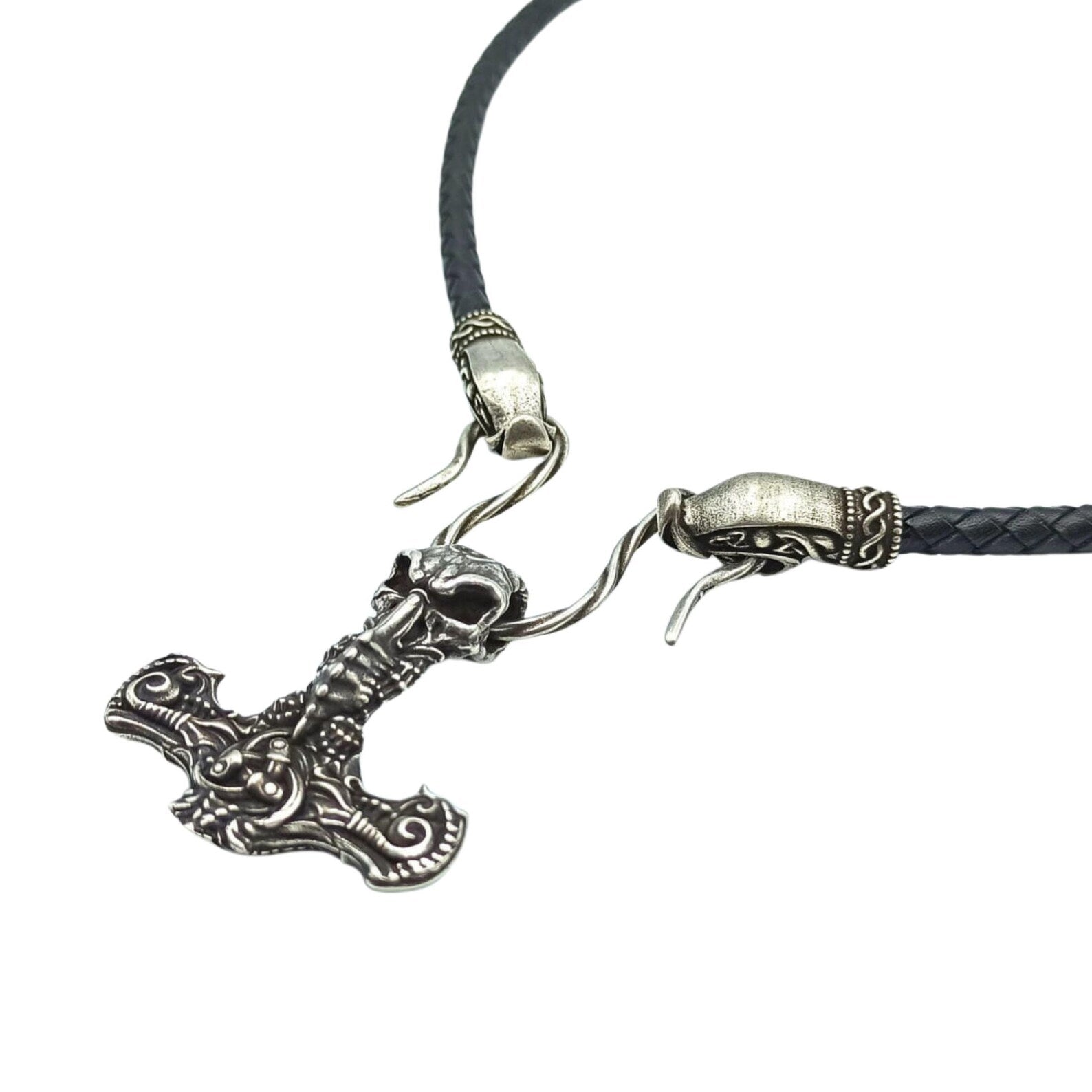 Biomechanical Mjolnir Skull Pendant | Unique Thor’s Hammer Necklace – Viking jewerly | Norse runes & Nordic jewelry
