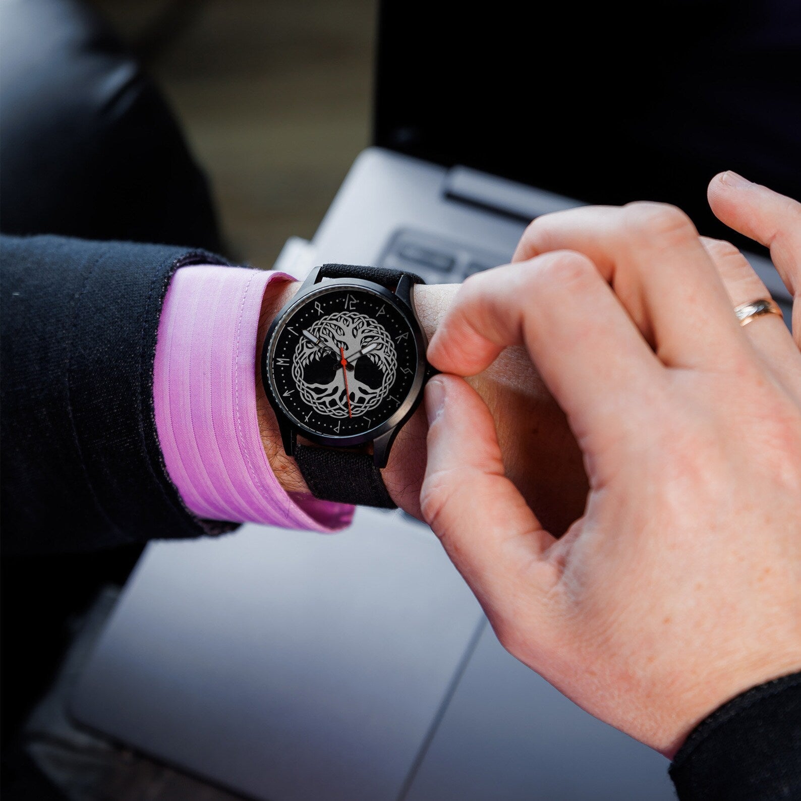 Customized viking Watch Engraved gift for man – Viking Accessories | Norse runes & Nordic jewelry