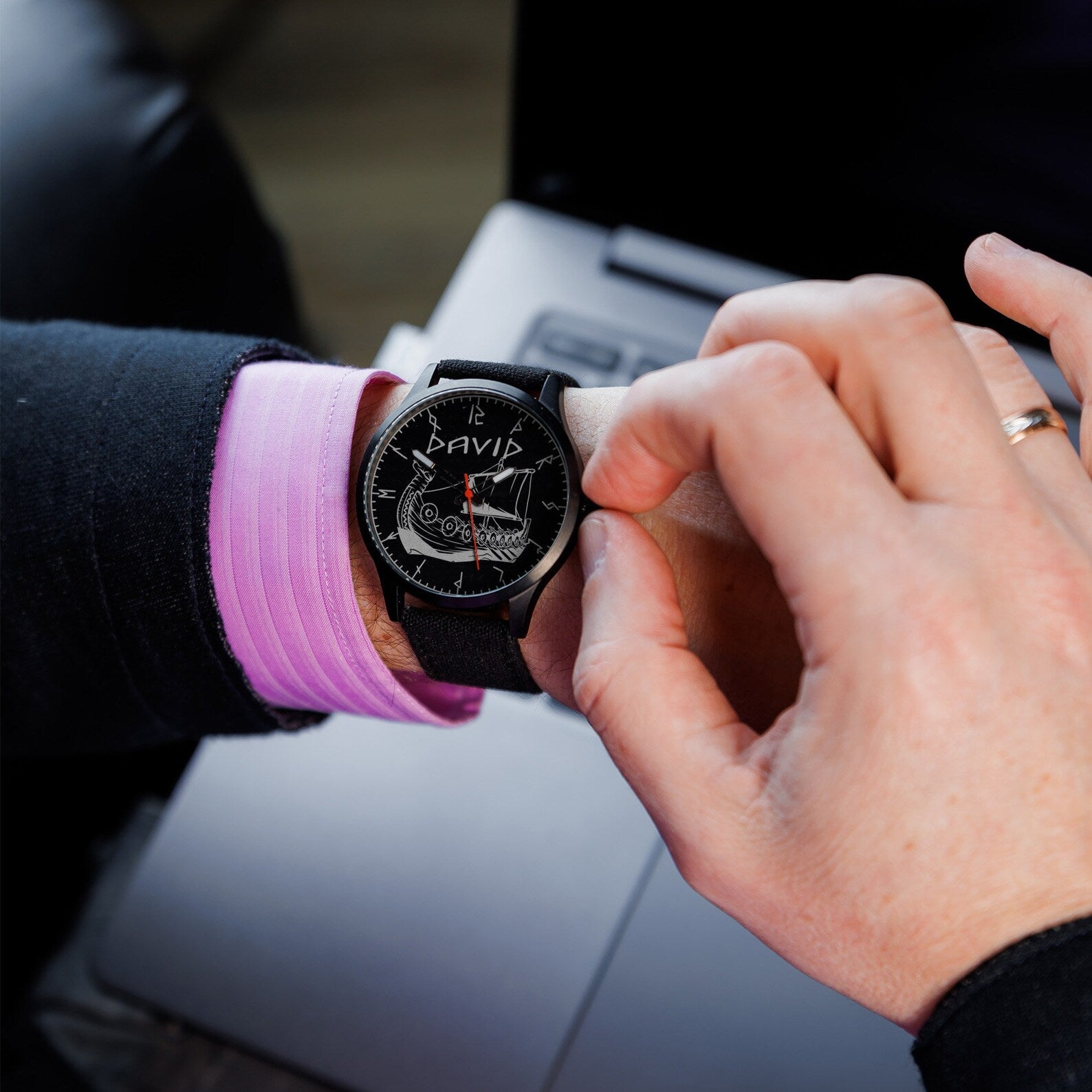 Customized viking Watch Engraved gift for man – Viking Accessories | Norse runes & Nordic jewelry