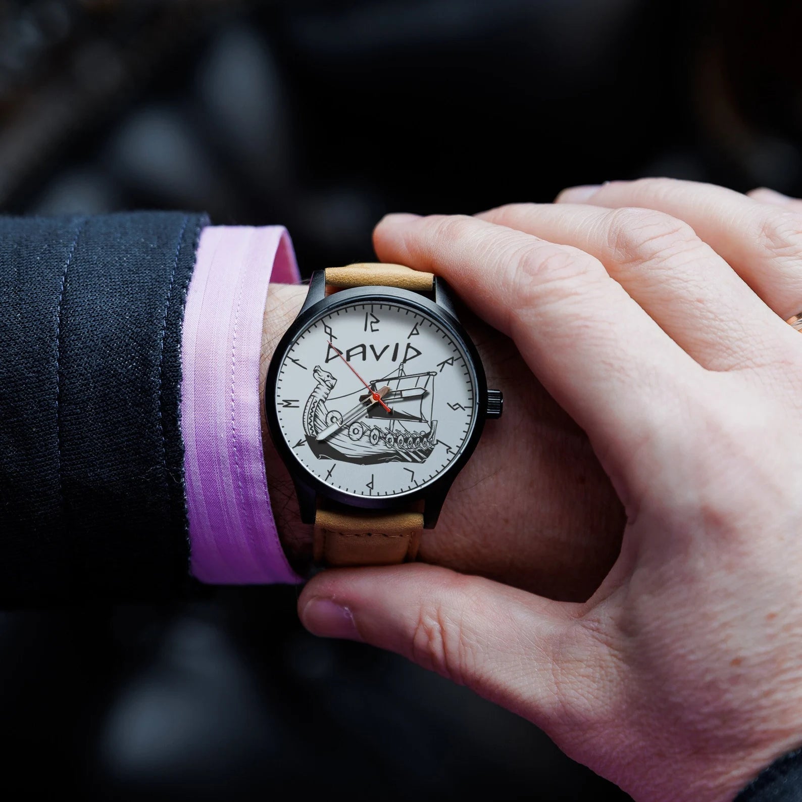 Customized viking Watch Engraved gift for man – Viking Accessories | Norse runes & Nordic jewelry