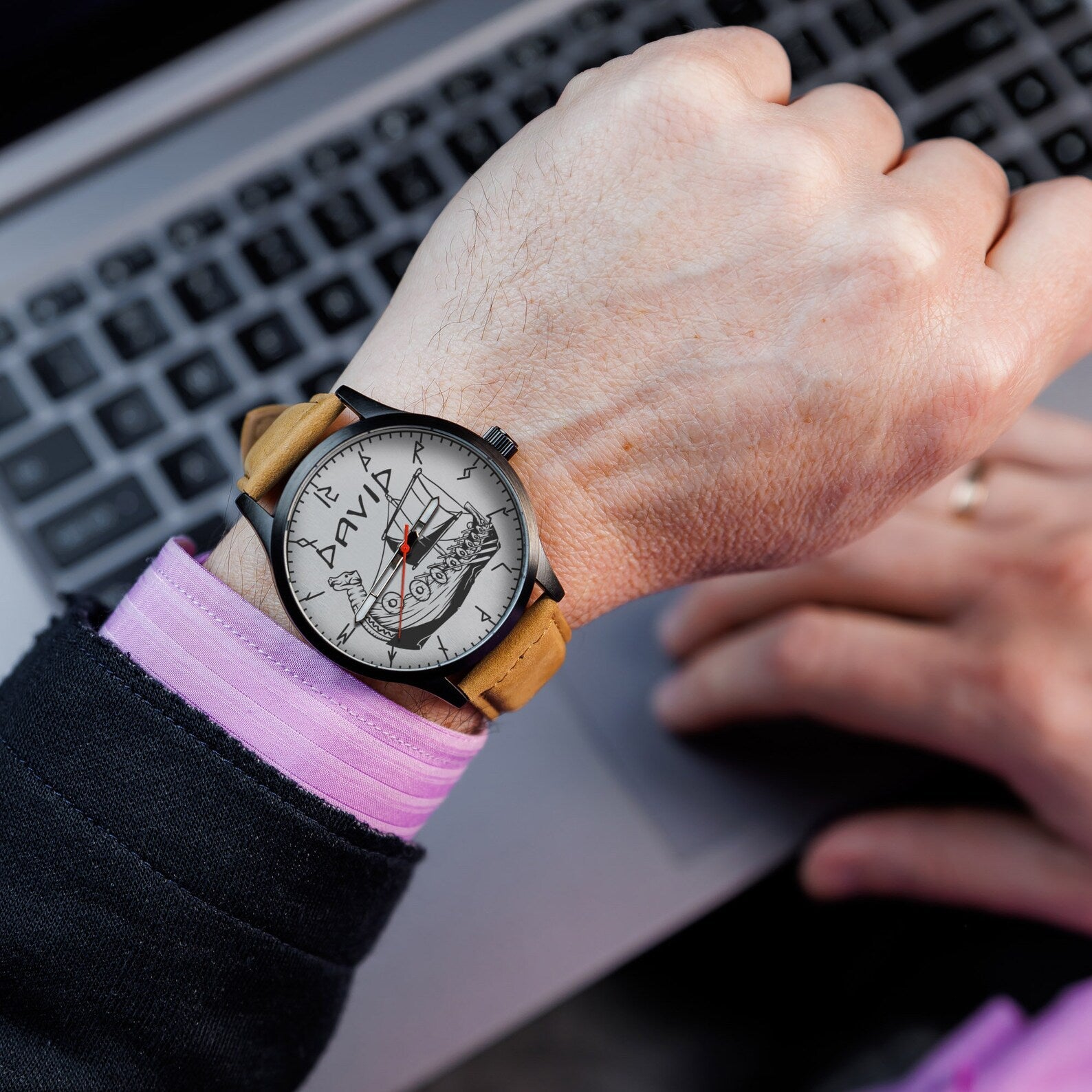 Customized viking Watch Engraved gift for man – Viking Accessories | Norse runes & Nordic jewelry