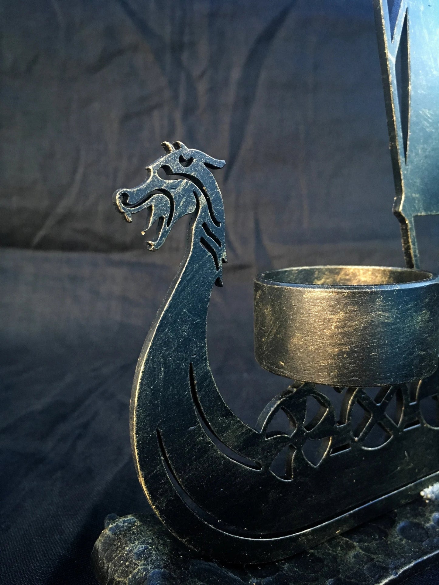 Drakkar Viking Ship Candle Holder Valknut Norse Runes Nordic Asatru Decor Personalized – Viking home decor | Norse runes & Nordic jewelry