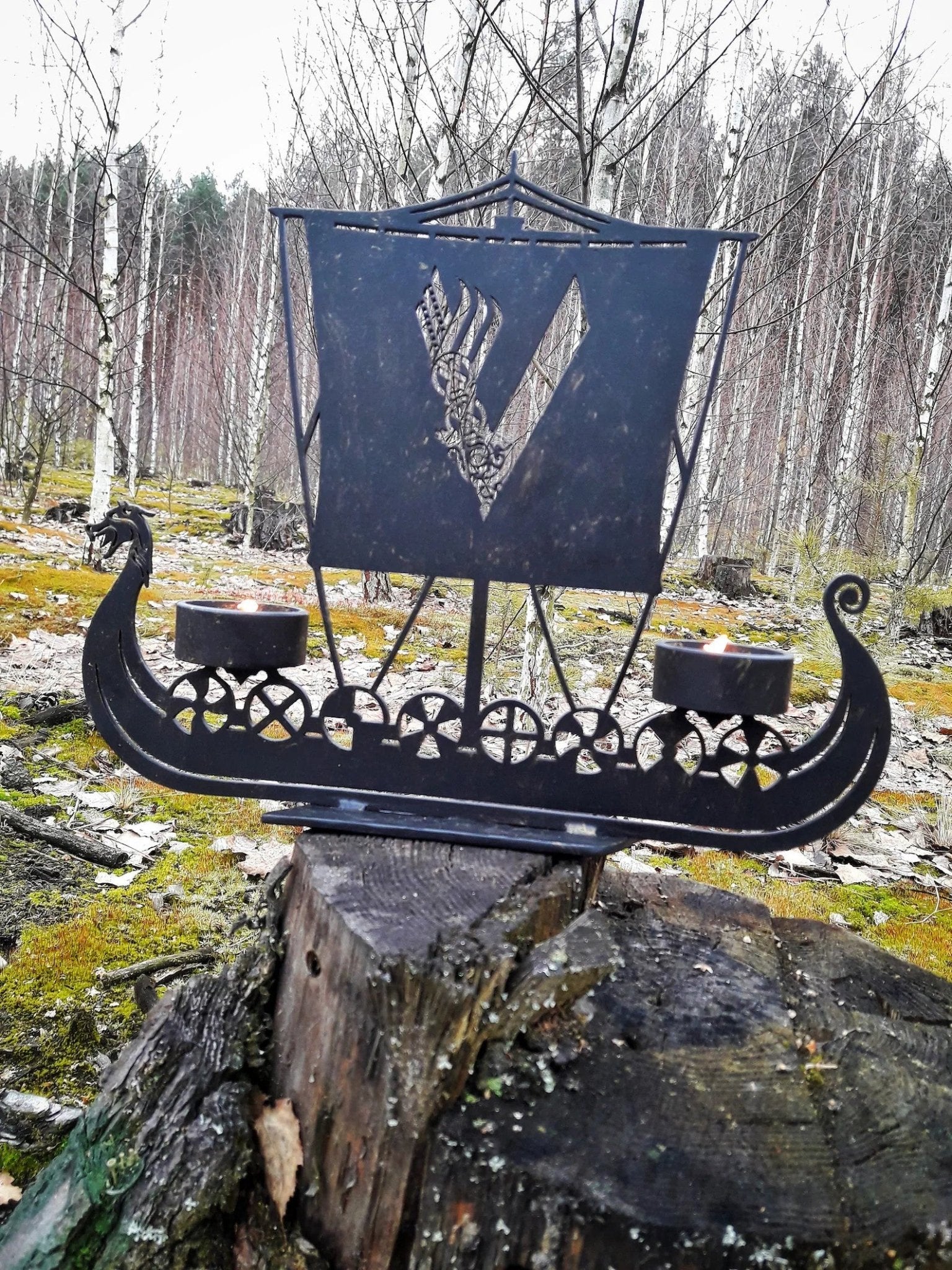 Drakkar Viking Ship Candleholder Norse Nordic Odin Thor, Asatru Gift Personalized – Viking home decor | Norse runes & Nordic jewelry