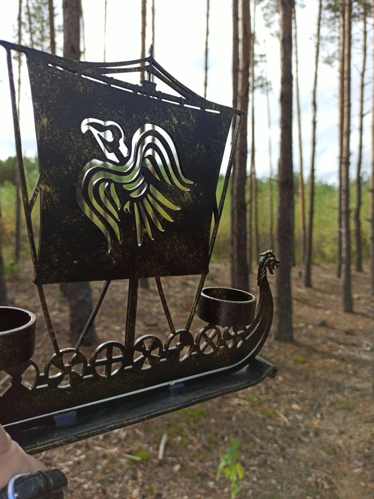 Drakkar Viking Ship Candleholder: Ragnar's Raven & Norse Runes – Viking home decor | Norse runes & Nordic jewelry