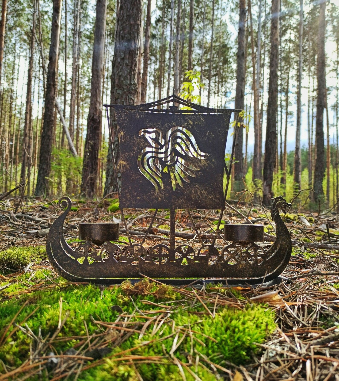 Drakkar Viking Ship Candleholder: Ragnar's Raven & Norse Runes – Viking home decor | Norse runes & Nordic jewelry