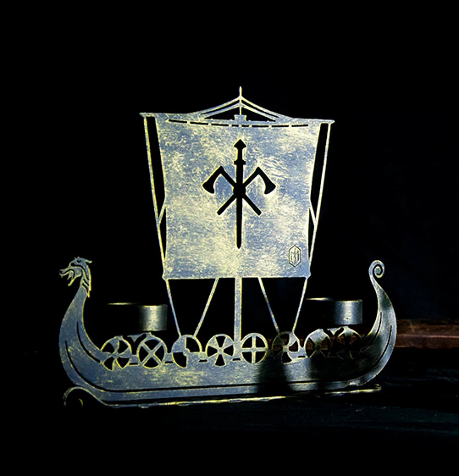 Drakkar Viking Ship Candleholder Sword Axe Norse Gift Nordic Odin Thor Asatru – Viking home decor | Norse runes & Nordic jewelry