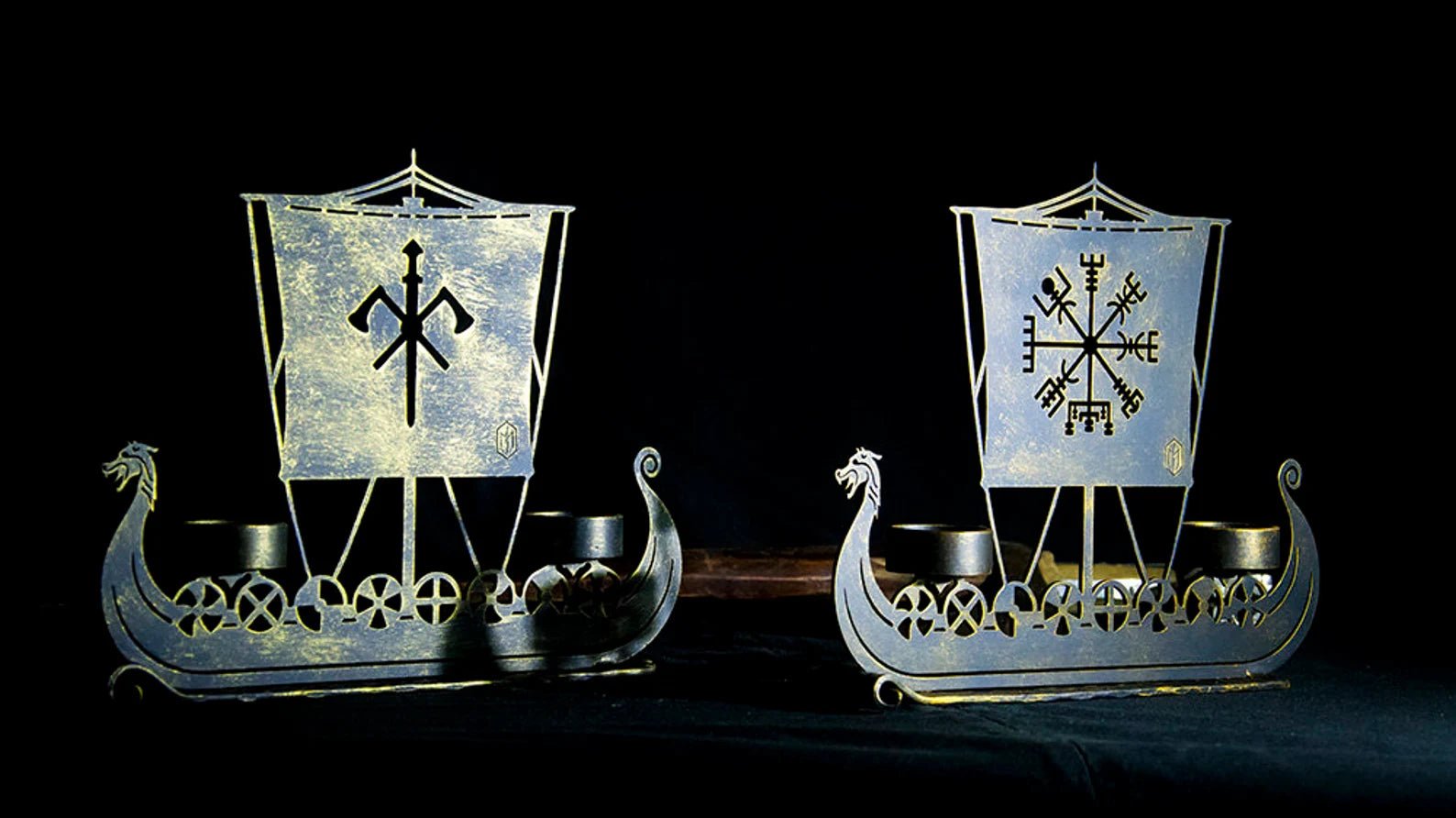 Drakkar Viking Ship Candleholder Sword Axe Norse Gift Nordic Odin Thor Asatru – Viking home decor | Norse runes & Nordic jewelry