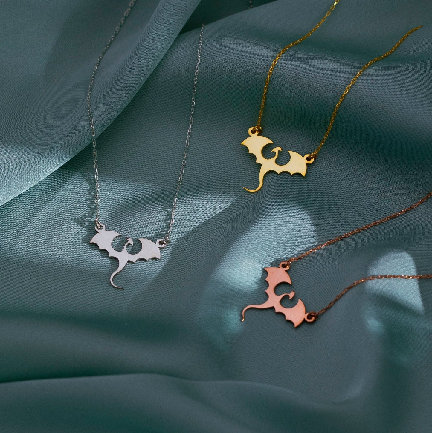 Gold Dragon Pendant Necklace โ Viking | Norse runes & Nordic jewelry