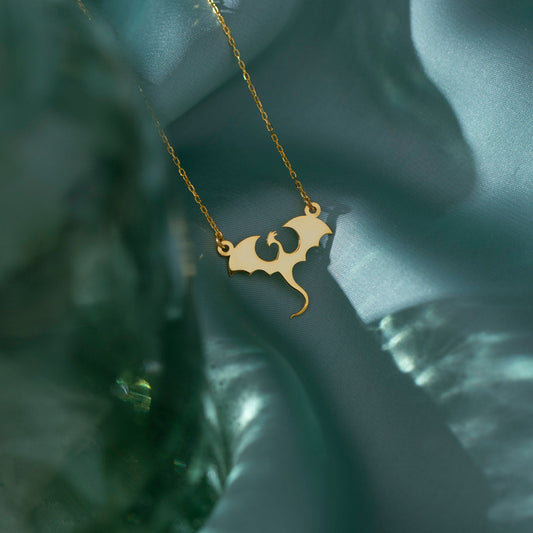 Gold Dragon Pendant Necklace – Viking | Norse runes & Nordic jewelry