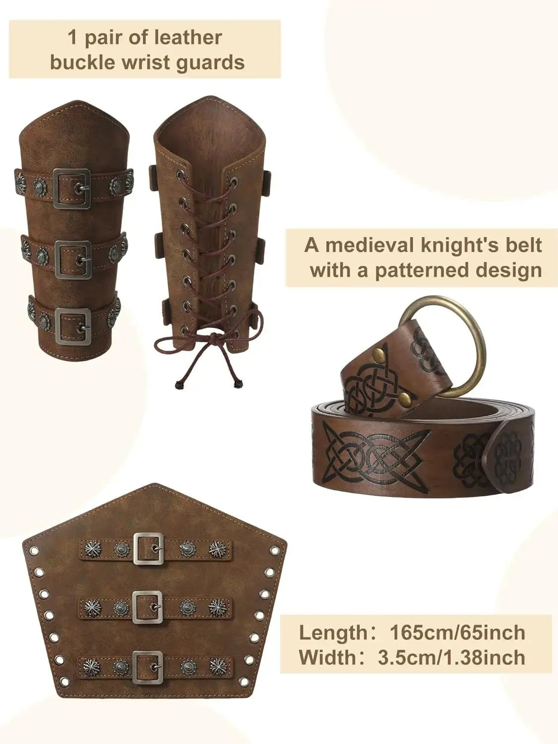 Halloween Viking Renaissance Costume Set – Medieval 4 - Piece Outfit – Viking fashion | Norse runes & Nordic jewelry