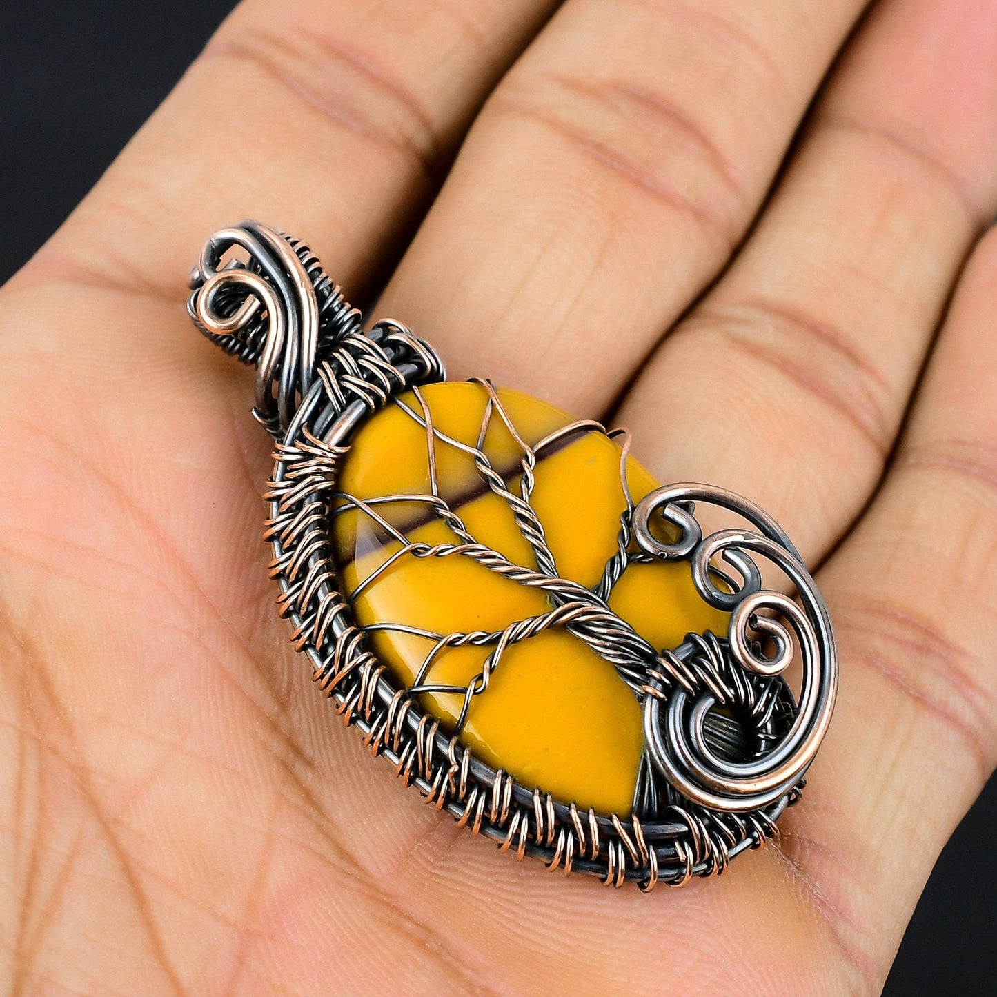 Handmade Copper Mookaite Pendant – Viking jewerly | Norse runes & Nordic jewelry