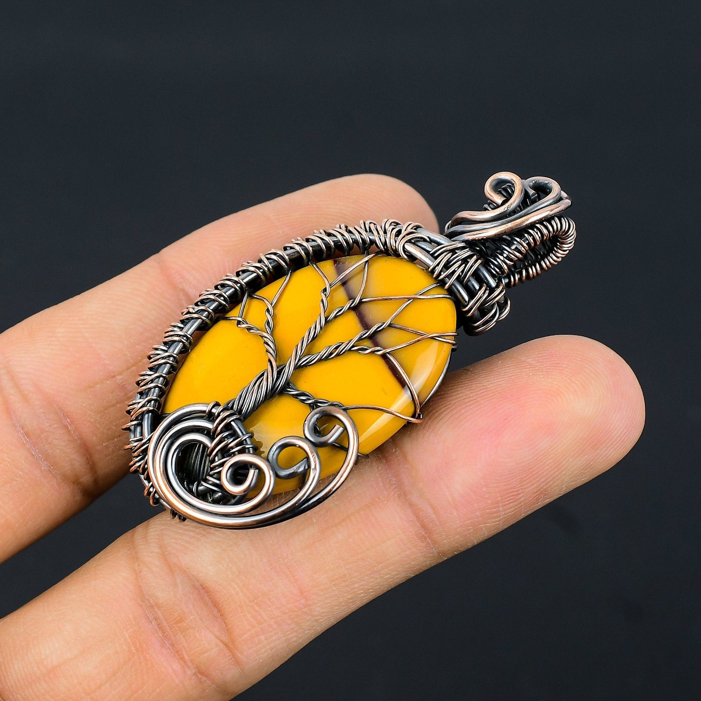 Handmade Copper Mookaite Pendant – Viking jewerly | Norse runes & Nordic jewelry