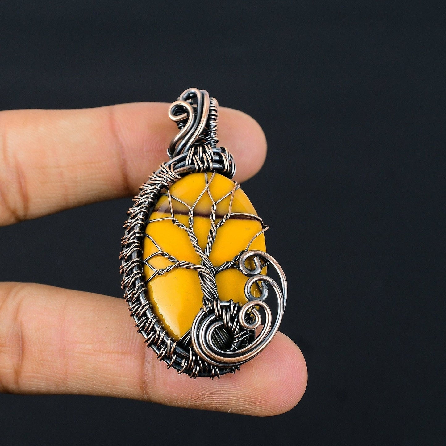 Handmade Copper Mookaite Pendant – Viking jewerly | Norse runes & Nordic jewelry