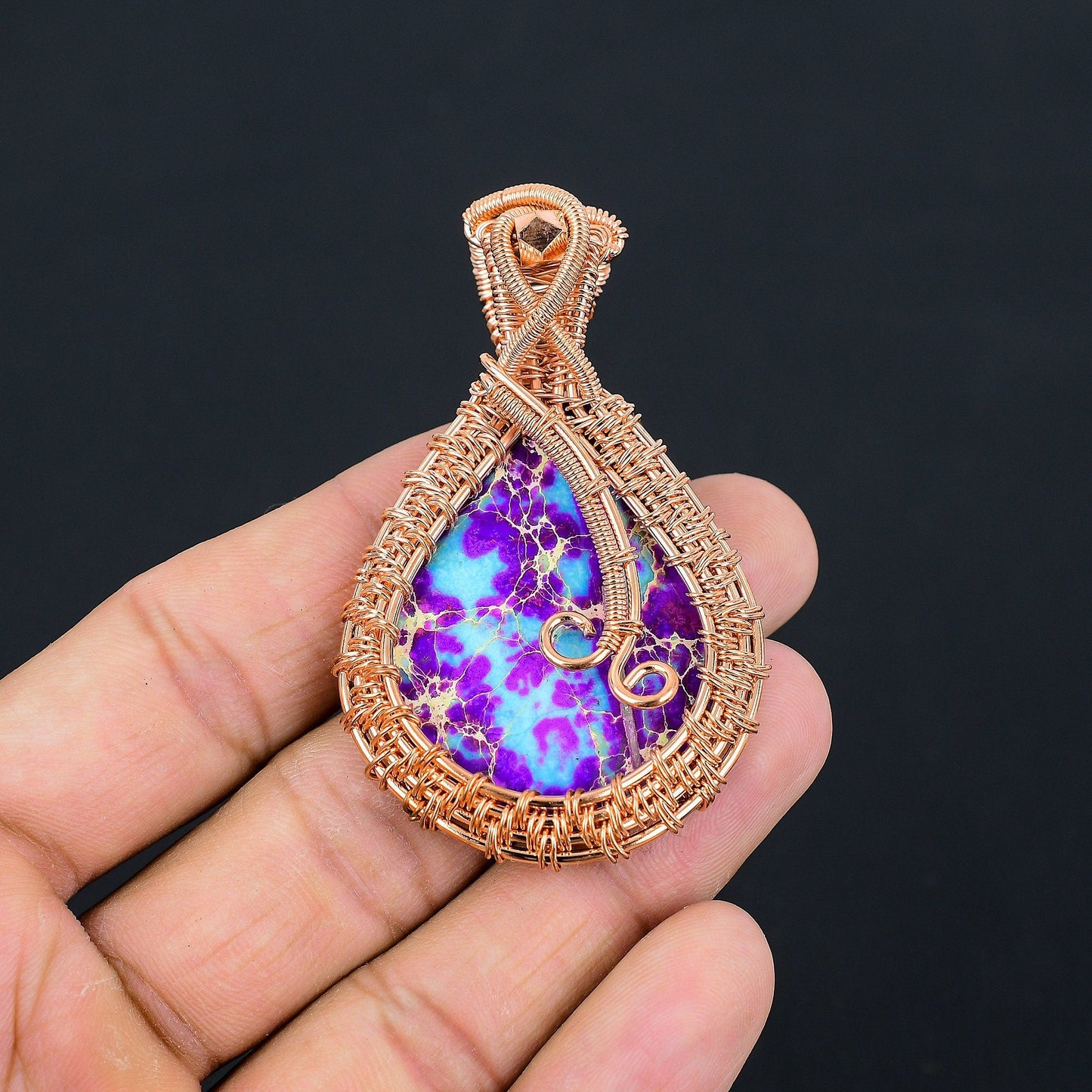 Handmade Purple Jasper Copper Pendant – Viking Amulet – Viking jewerly | Norse runes & Nordic jewelry