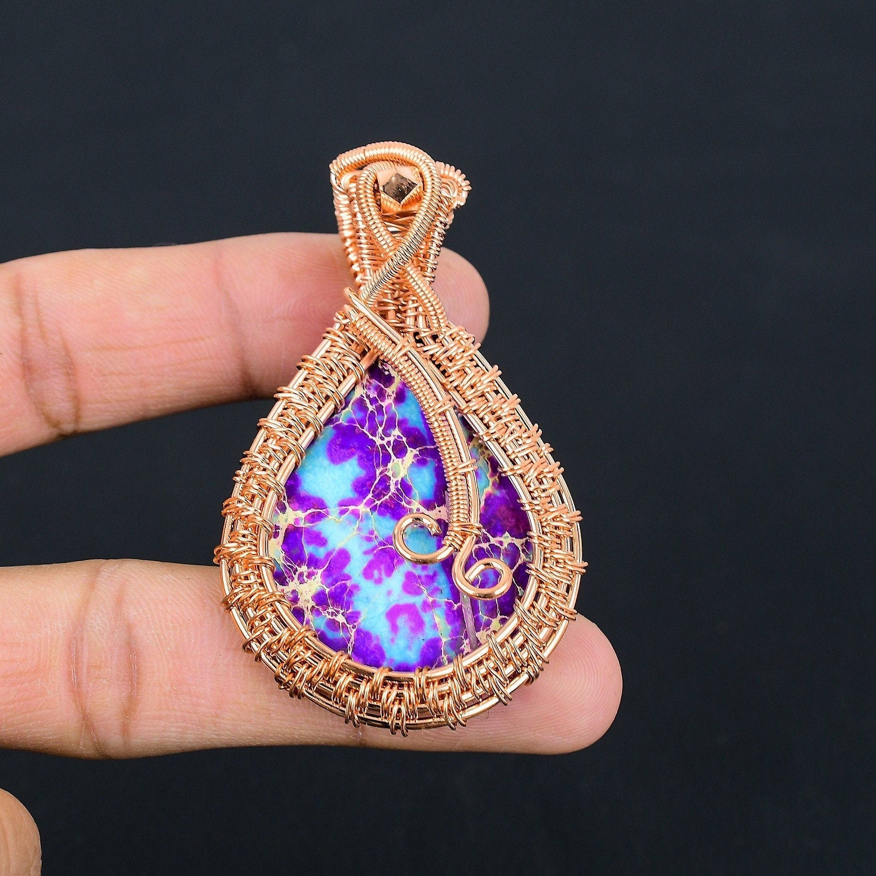 Handmade Purple Jasper Copper Pendant – Viking Amulet – Viking jewerly | Norse runes & Nordic jewelry