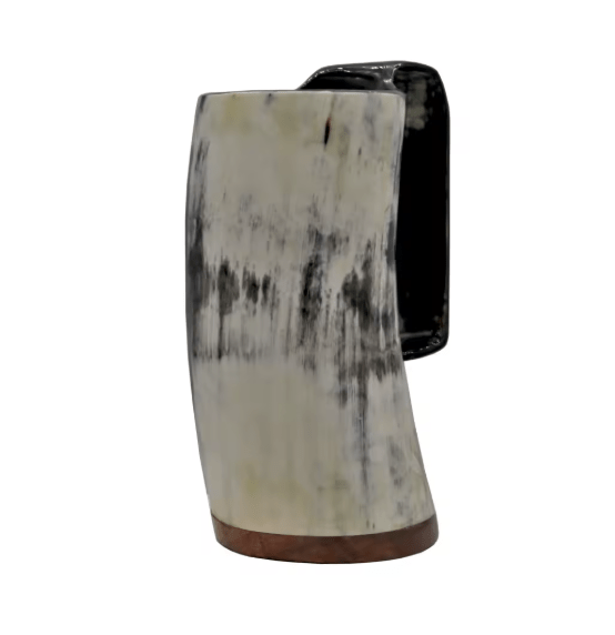 Handmade Viking Horn Mug – Beer & Coffee Cup – Viking Accessories | Norse runes & Nordic jewelry