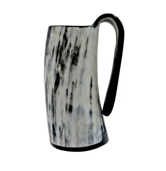 Handmade Viking Horn Mug – Beer & Coffee Cup – Viking Accessories | Norse runes & Nordic jewelry