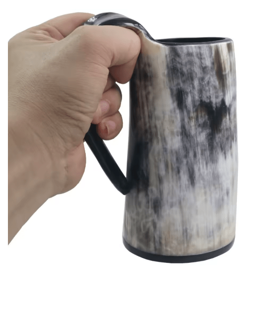 Handmade Viking Horn Mug – Beer & Coffee Cup – Viking Accessories | Norse runes & Nordic jewelry