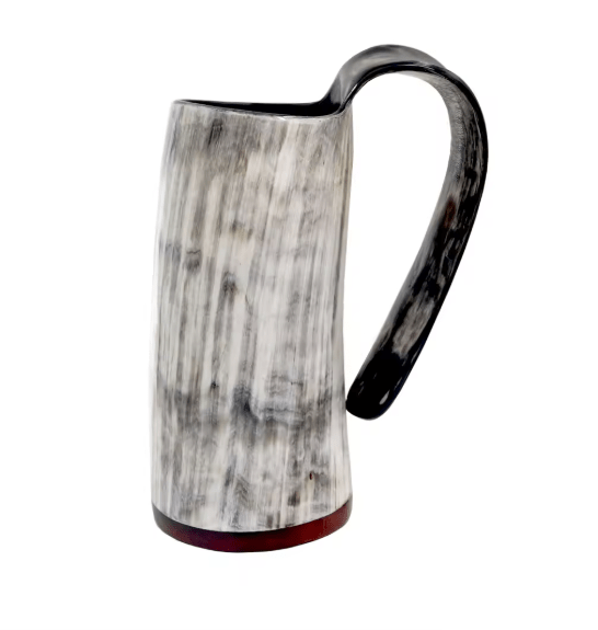 Handmade Viking Horn Mug – Beer & Coffee Cup – Viking Accessories | Norse runes & Nordic jewelry