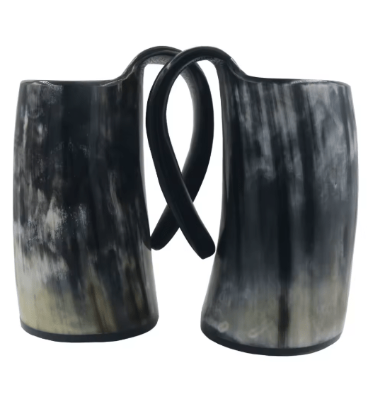 Handmade Viking Horn Mug – Beer & Coffee Cup – Viking Accessories | Norse runes & Nordic jewelry