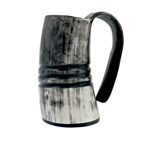 Handmade Viking Horn Mug – Beer & Coffee Cup – Viking Accessories | Norse runes & Nordic jewelry
