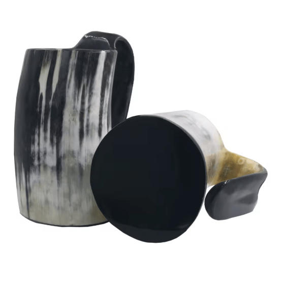Handmade Viking Horn Mug – Beer & Coffee Cup – Viking Accessories | Norse runes & Nordic jewelry