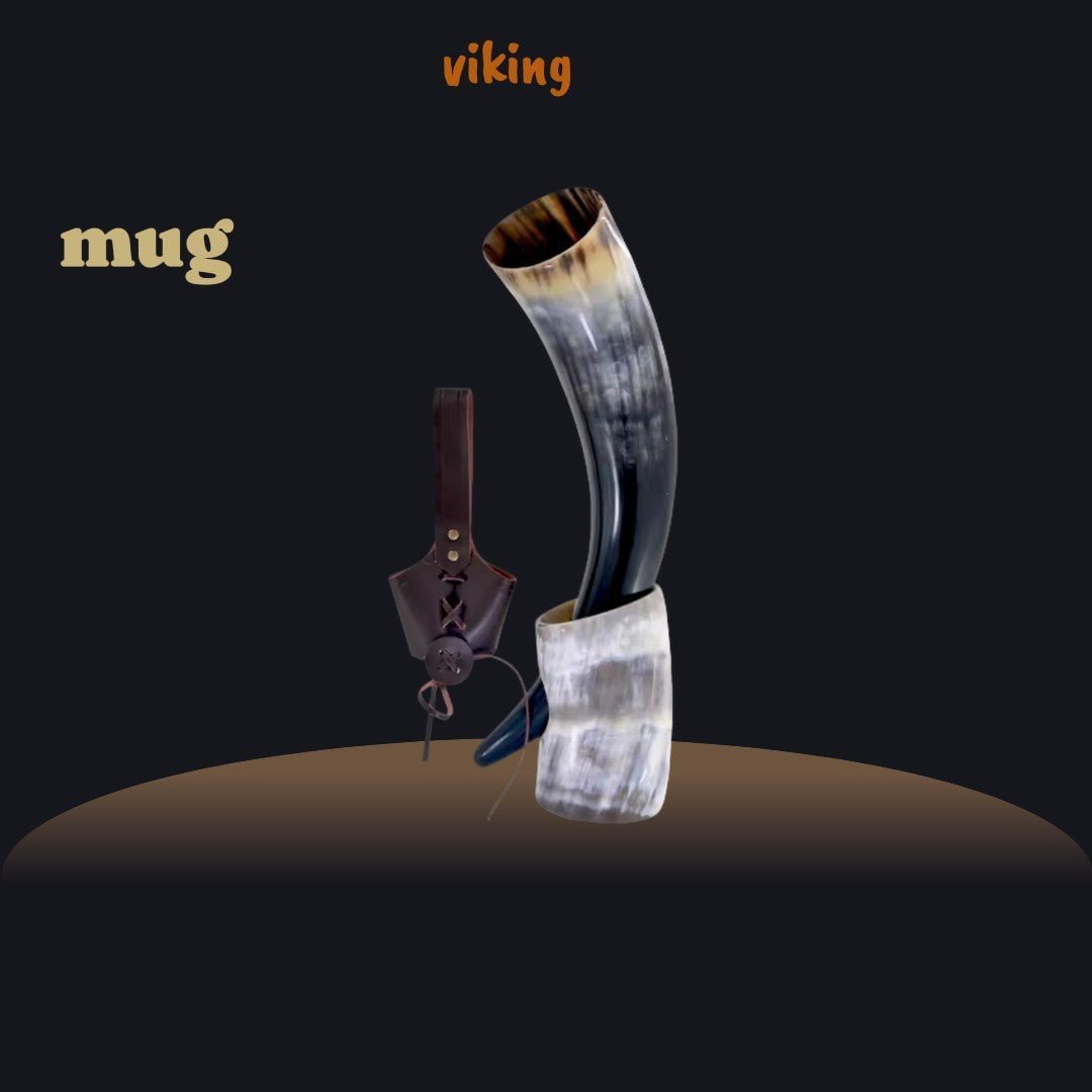Handmade Viking Ox Horn Mug – Beer & Wine Goblet – Viking Accessories | Norse runes & Nordic jewelry