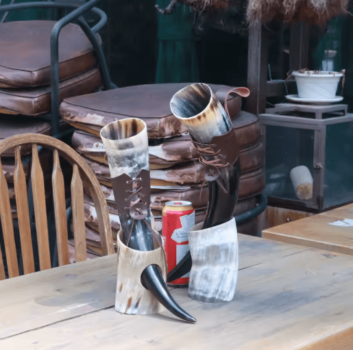 Handmade Viking Ox Horn Mug – Beer & Wine Goblet – Viking Accessories | Norse runes & Nordic jewelry