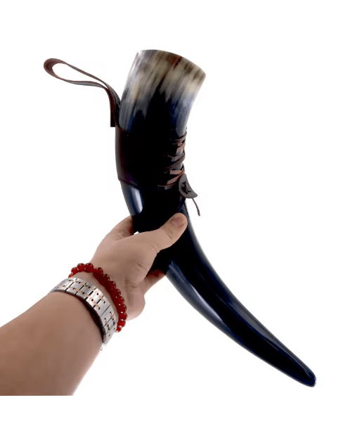 Handmade Viking Ox Horn Mug – Beer & Wine Goblet – Viking Accessories | Norse runes & Nordic jewelry