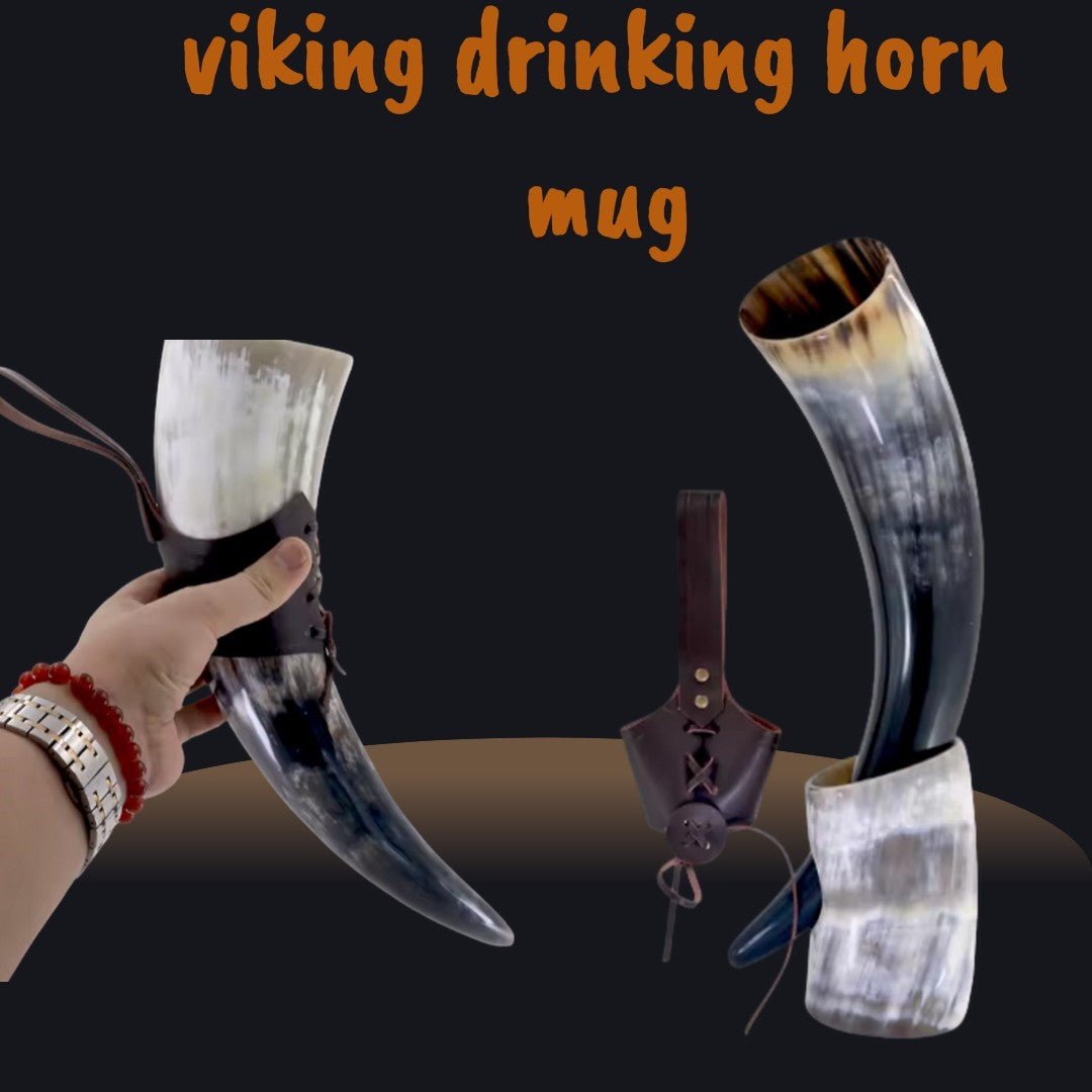 Handmade Viking Ox Horn Mug – Beer & Wine Goblet – Viking Accessories | Norse runes & Nordic jewelry