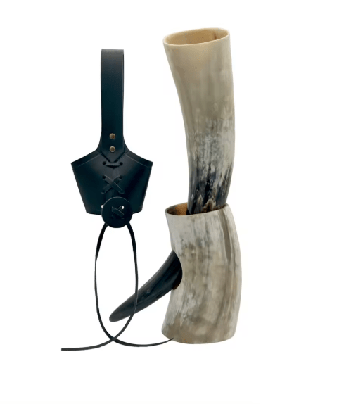 Handmade Viking Ox Horn Mug – Beer & Wine Goblet – Viking Accessories | Norse runes & Nordic jewelry